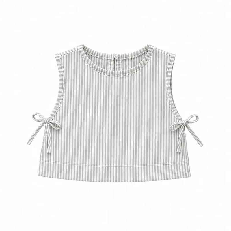 Stripe Sleeveless Tie-Side Top