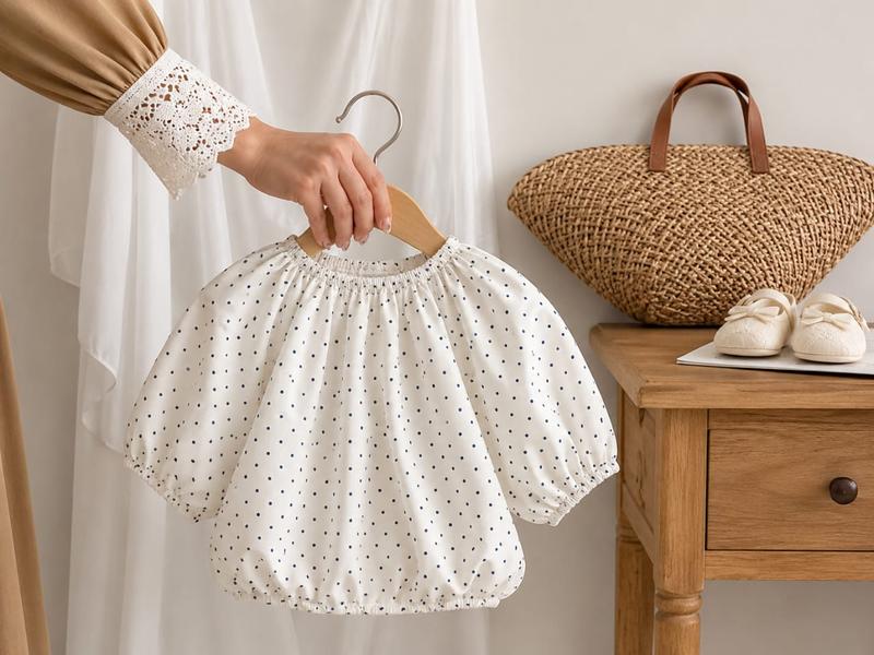 Vintage White Polka Dot Baby Bubble Romper