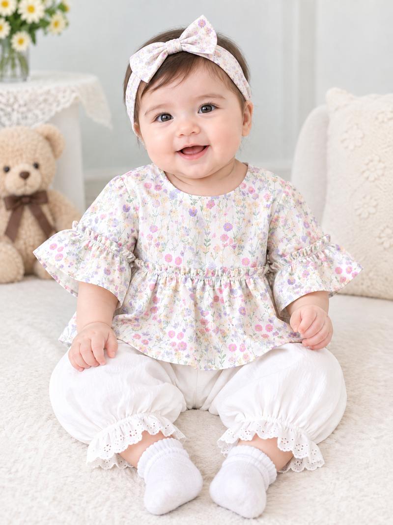 Pastel Bloom Girls Outfit Set