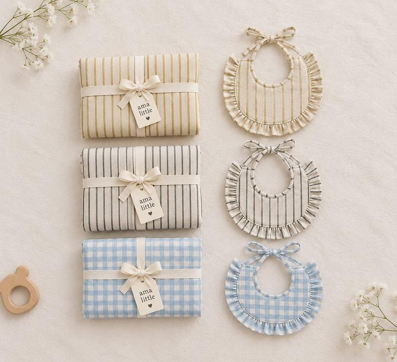 Vintage Ruffle Bib & Matching Swaddle Set