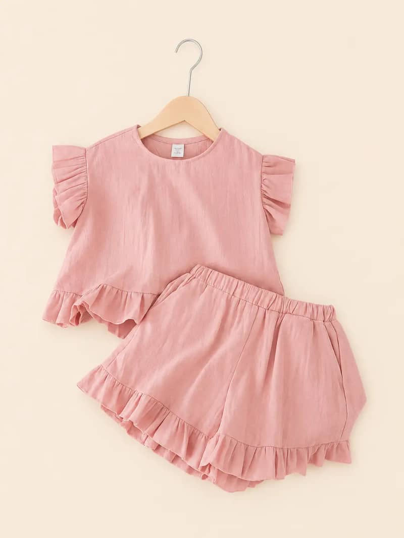 Pink Ruffle Cotton 2-Piece Set