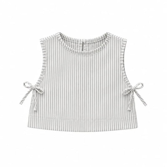 Stripe Sleeveless Tie-Side Top