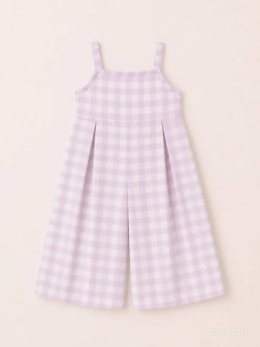 Gingham wide leg jumpsuit