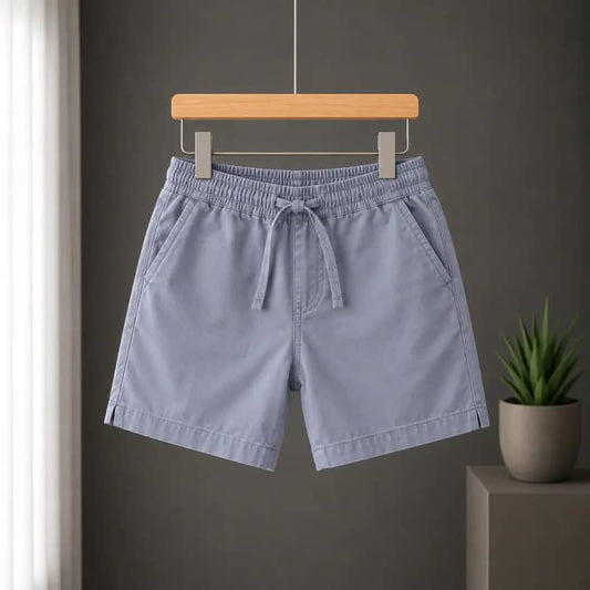 Cloud Grey Premium Cotton Summer Shorts for Kids – Lightweight Casual Drawstring Shorts with Comfortable Elastic Waist