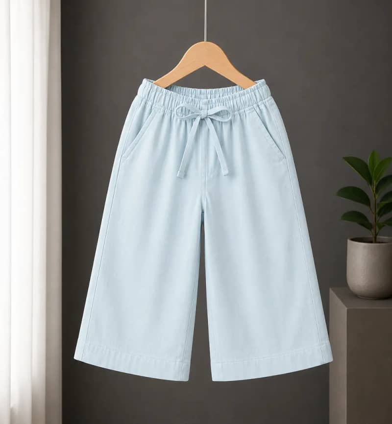 Kids Casual Wide Leg Pants – Soft Elastic Waist Comfortable Trousers