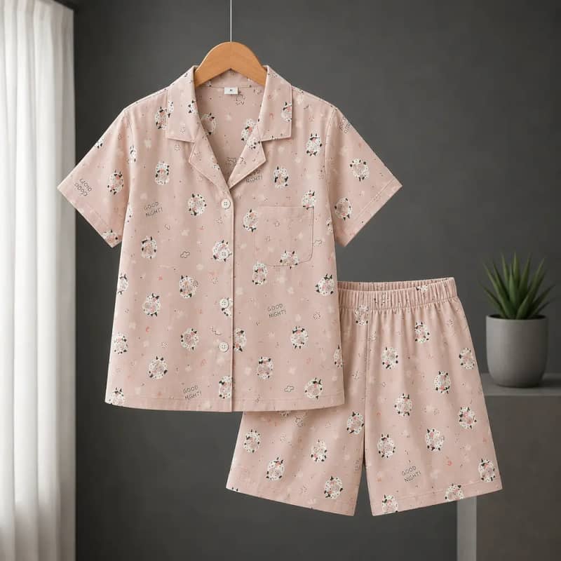 Kids Cute Printed Cotton Night Suit