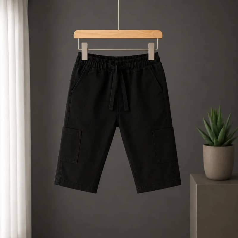 AMA Little Premium Black Cargo Shorts For Boys