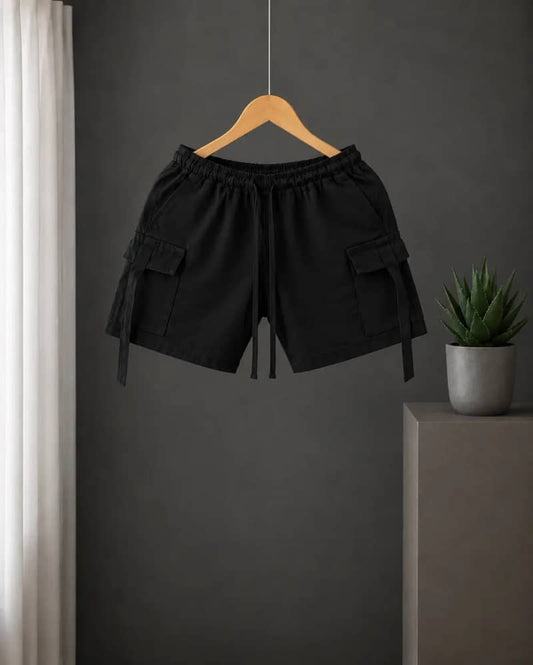 Black Kids Premium Cargo Shorts – Soft Comfortable Casual Bottom for Boys