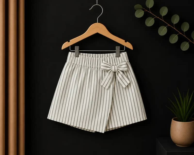 Striped Bow Detail Cotton Skirt