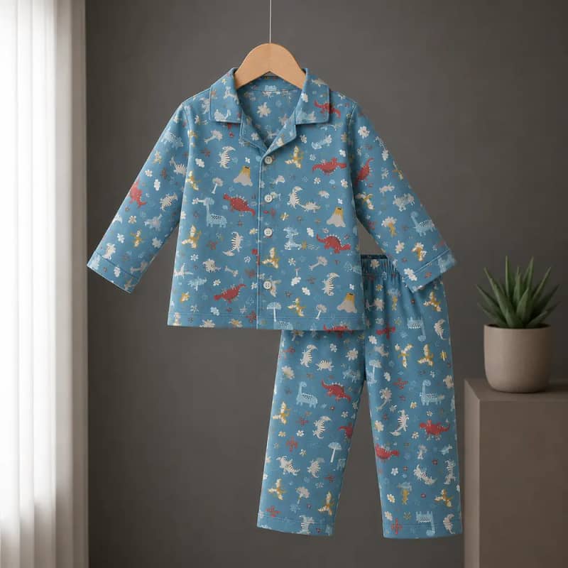 Blue Animal Print Night Suit