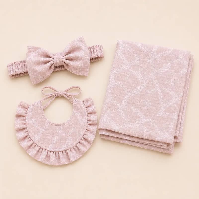 Blush Lace Print 3-Piece Baby Girl Set