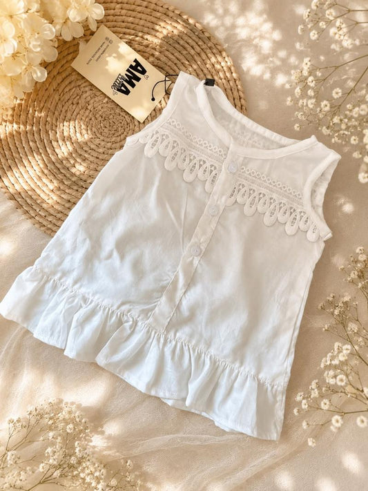 White lace ruffle top
