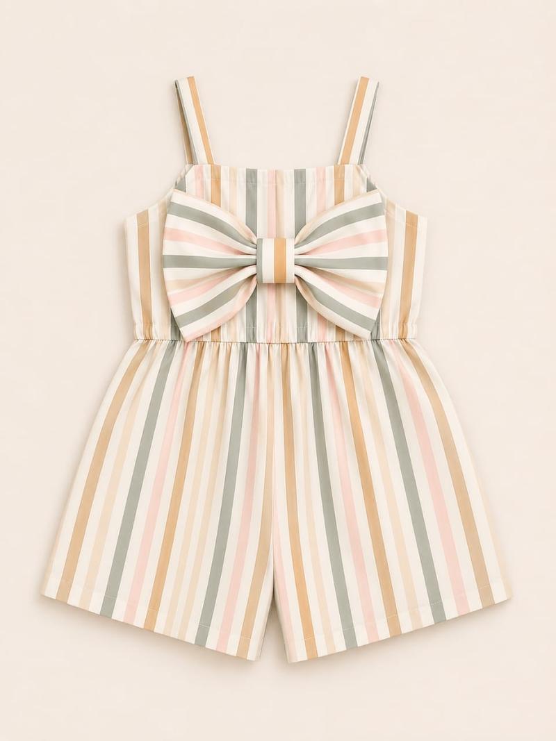 Multi Stripe Newborn Bow Playsuit