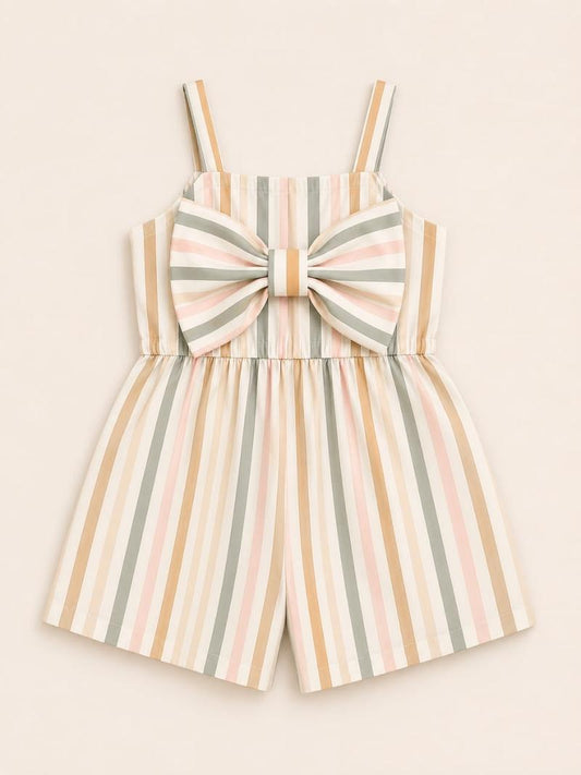 Multi Stripe Newborn Bow Playsuit