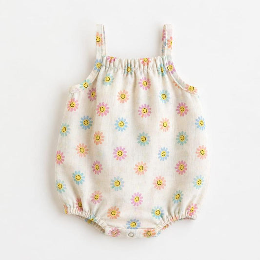 Smiley Floral Bubble Romper