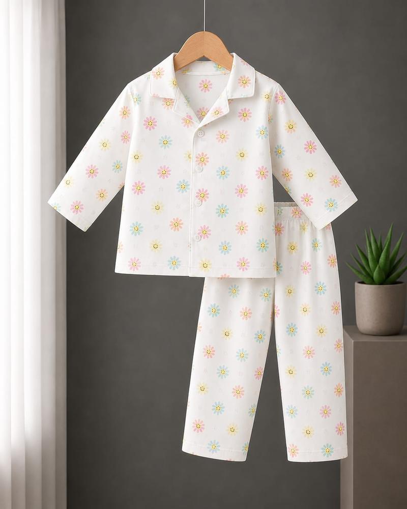 Daisy Bloom Kids Cotton Night Suit – Soft Floral Printed 2-Piece Pajama Set