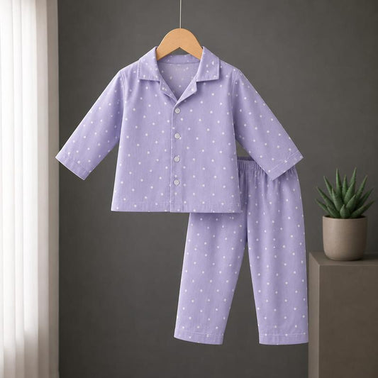 Polka Dot Kids Cotton Night Suit – Soft 2-Piece Pajama Set