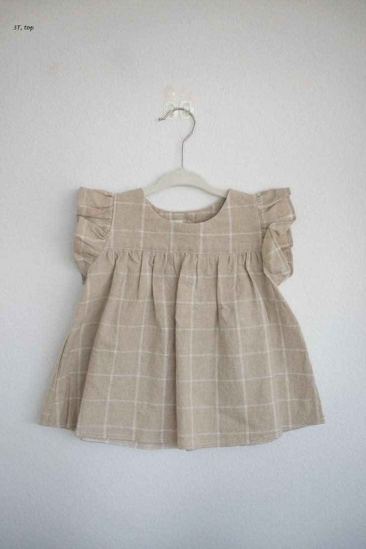 Check Frill Sleeve Baby Top