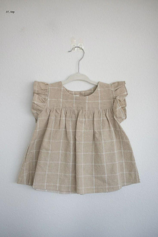 Check Frill Sleeve Baby Top
