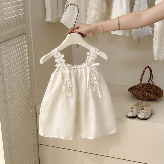 Elegant White Lace Strap Baby Dress