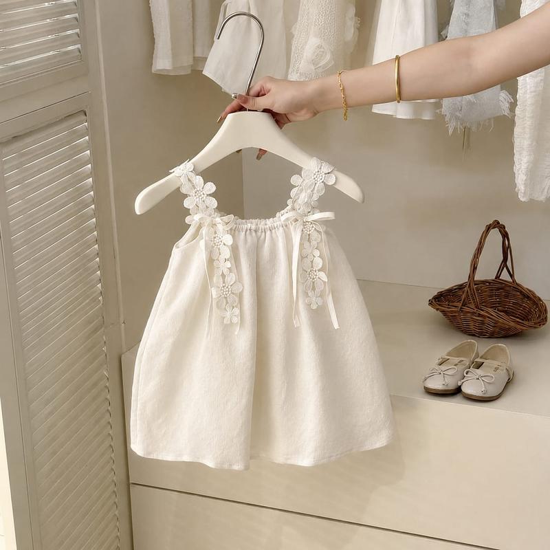 Elegant White Lace Strap Baby Dress
