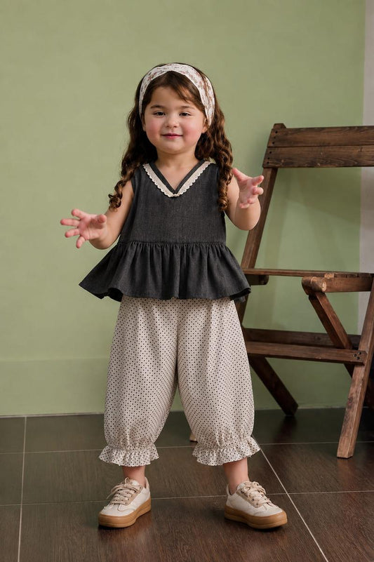 Charcoal & Polka Dot Bloom Two-Piece Set