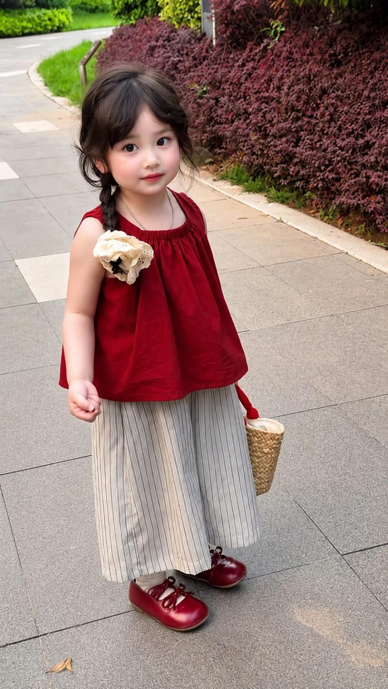 Crimson Floral & Striped Two-Piece Set