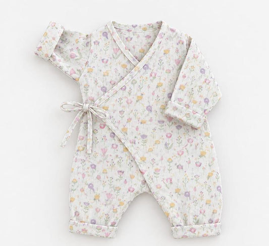 Newborn Floral Kimono Side-Tie Romper