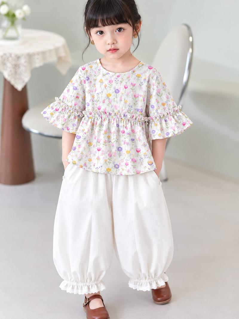 Pastel Bloom Girls Outfit Set
