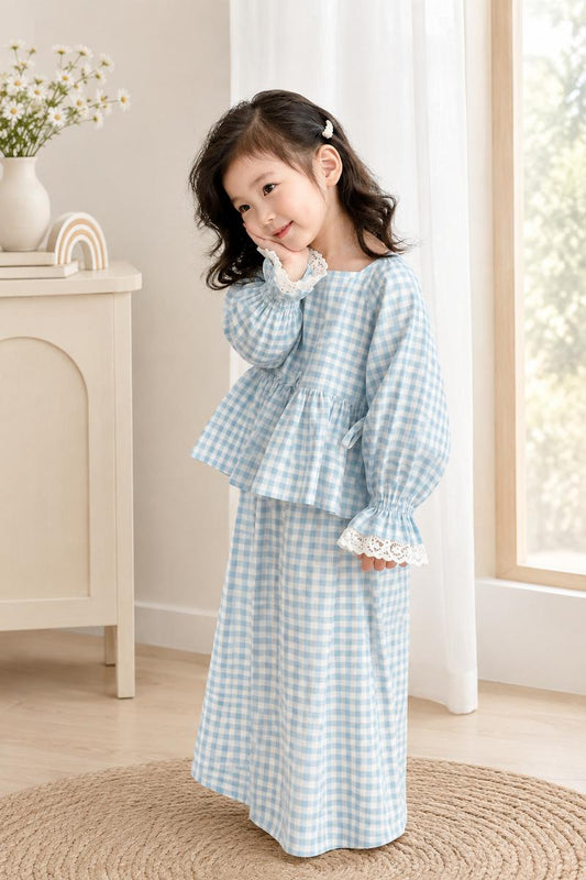 Sky Blue Gingham 2-Pc Set