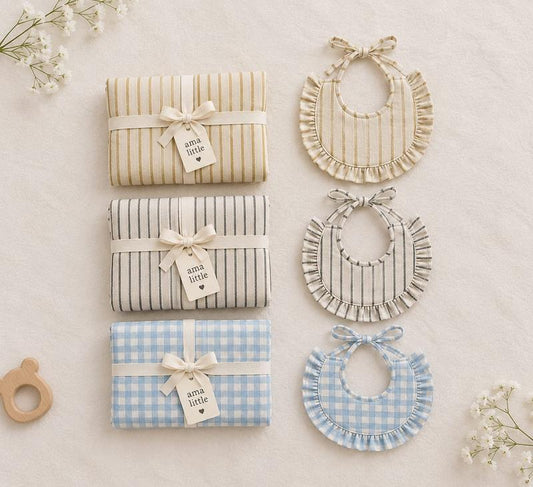 Vintage Ruffle Bib & Matching Swaddle Set