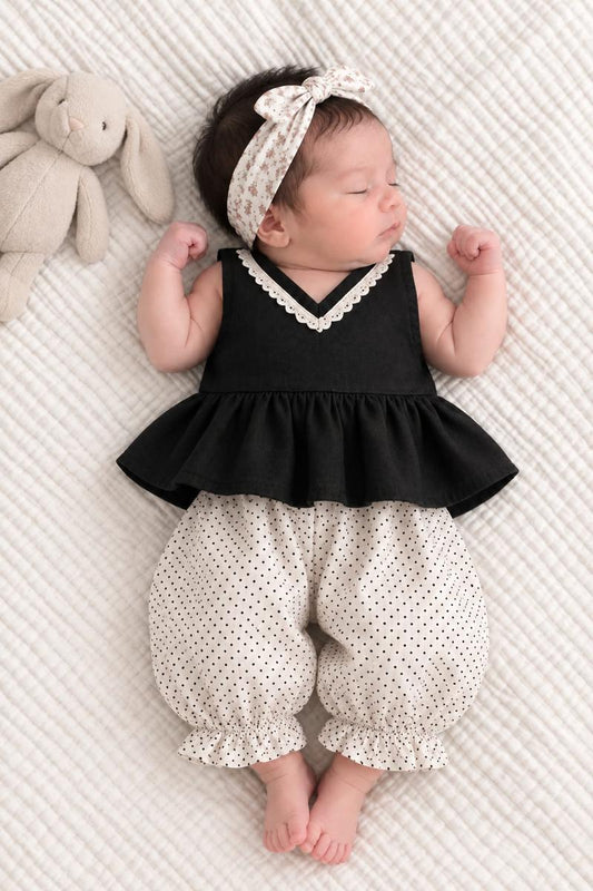 Charcoal & Polka Dot Bloom Two-Piece Set
